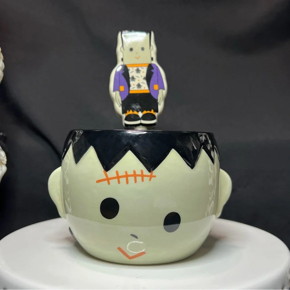 Ceramic Halloween Frankenstein & Bow Mummy Dip Bowls & Matching Spreaders - Picture 7 of 14